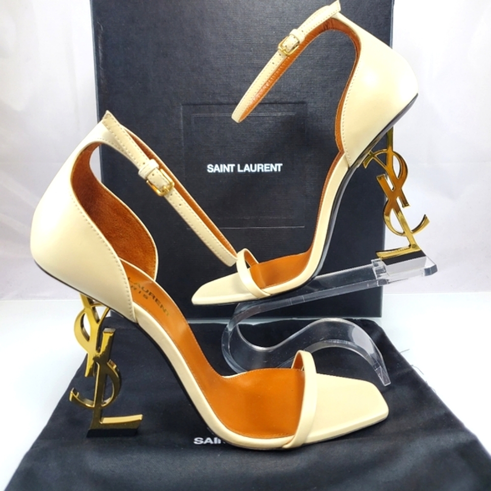 NWT$1,500 Saint Laurent YSL Opyum 110 Logo High Heel Leather Sandals Sz 40 (10) - Picture 7 of 16